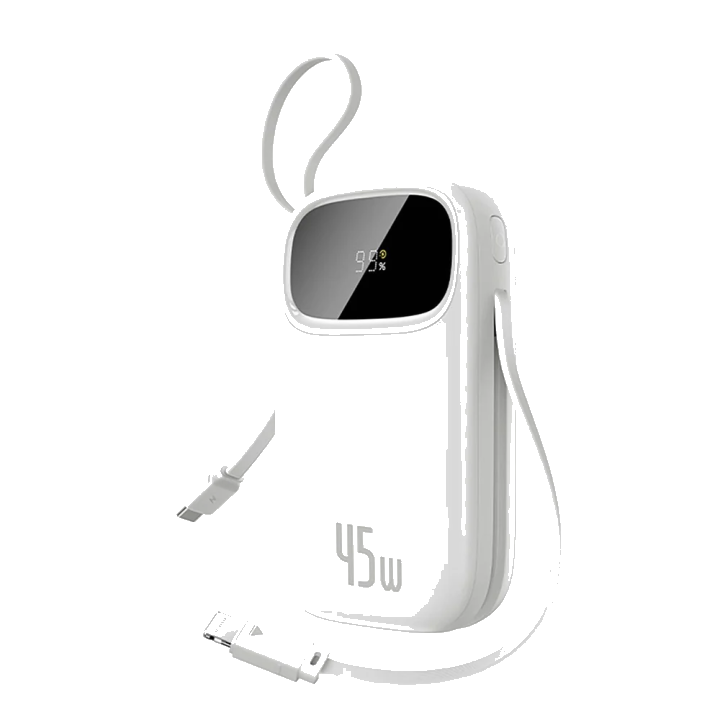 Externer Akku Baseus EnerFill FC31 Qpow 3, 10000mAh, 45W, QC + PD, 1 x Lightning - 1 x USB-A - 2 x USB-C, Weiß E0028C01