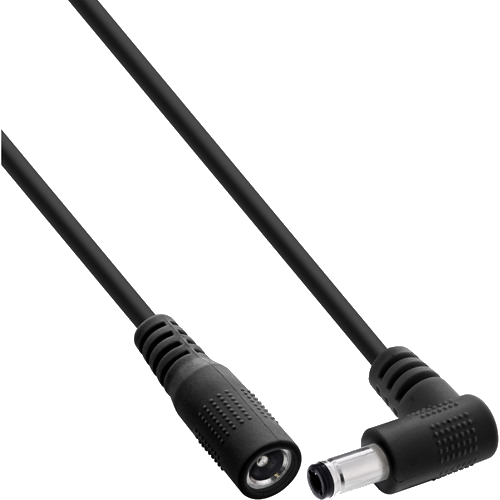 InLine® DC Verlängerungskabel, Winkelstecker, 5,5 x 2,1 mm, schwarz, 0,2 m