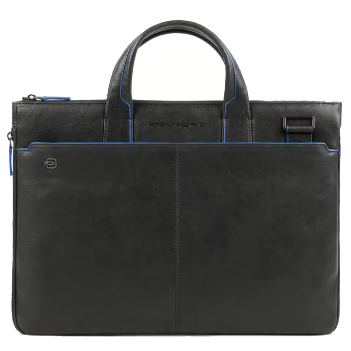 Piquadro Blue Square Special Schmale, ausdehnbare Laptoptasche schwarz