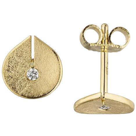 Ohrstecker 585 Gold Gelbgold eismatt 2 Diamanten Brillanten Ohrringe