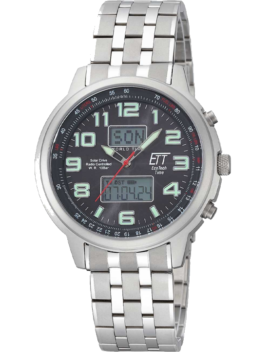 ETT EGS-11302-22M Solar Drive Funkuhr Hunter II Chronograph Herrenuhr 48mm