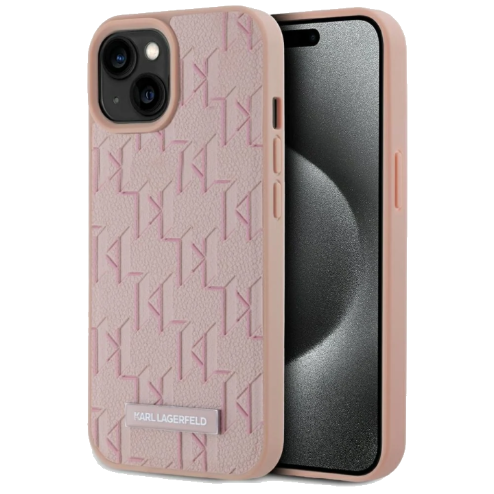 MagSafe Hülle für Apple iPhone 15, Karl Lagerfeld, Hot Stamp, Rosa