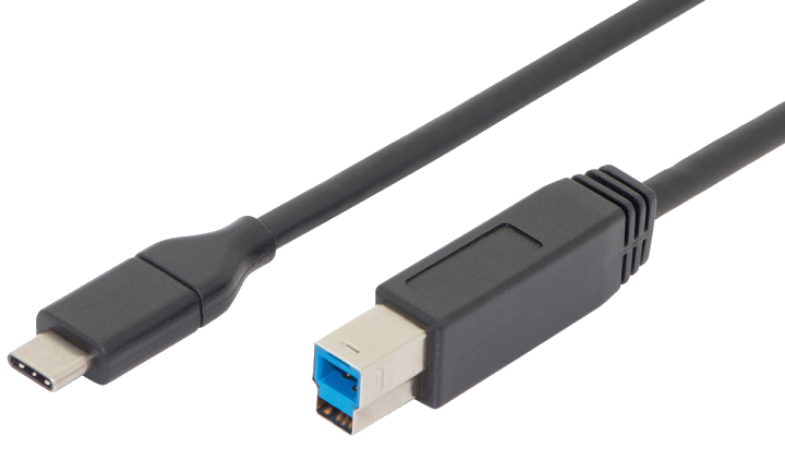 DIGITUS USB 3.0 Anschlusskabel Typ C -B St/St 1.8m, sw