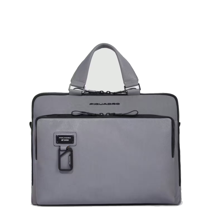 Piquadro Harper Leder-Laptoptasche 14" mit iPad®Pro12,9"-Fach Grau