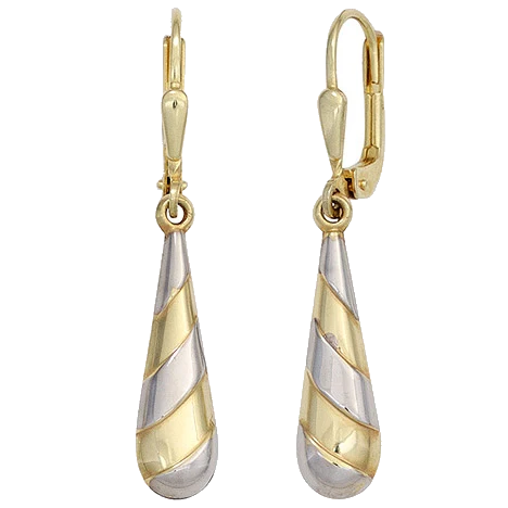 Boutons Tropfen 333 Gold Gelbgold bicolor Ohrringe Ohrhänger Goldohrringe