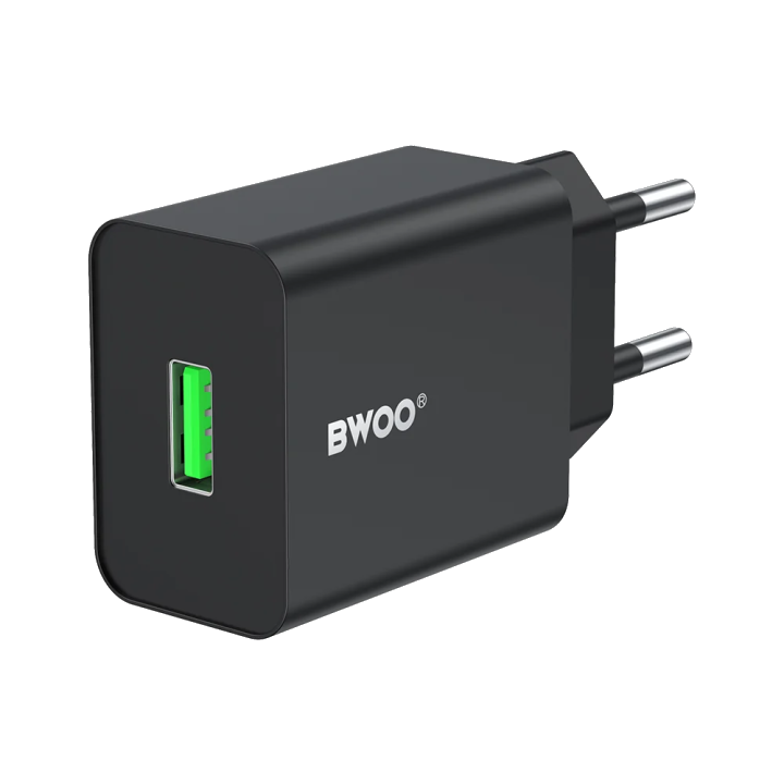 Netzladegerät BWOO CDA249, 12W, 2.4A, 1 x USB-A, Schwarz