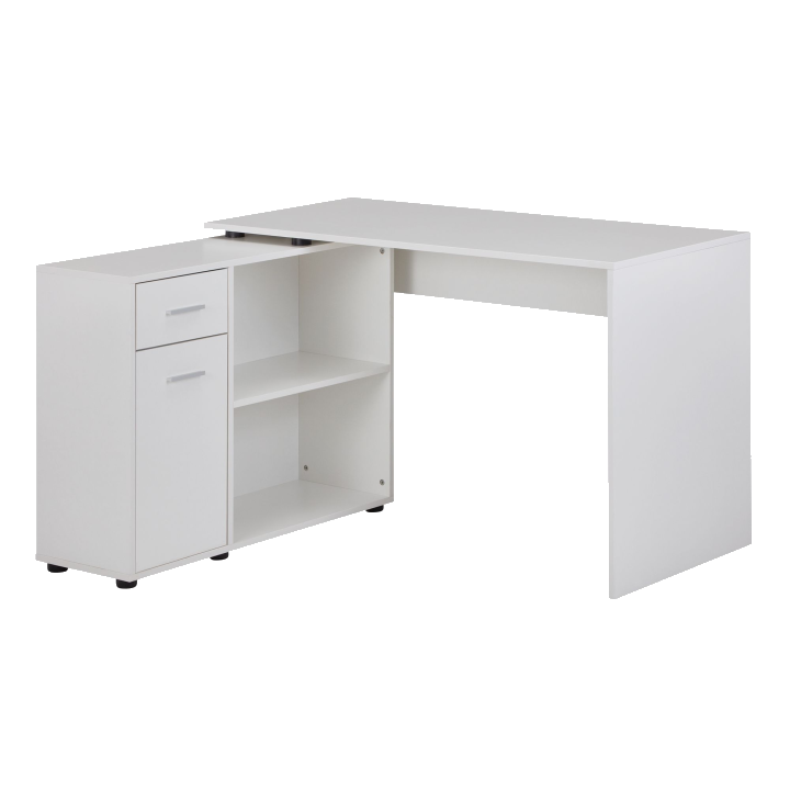 FineBuy Design Eckschreibtisch mit Regal 120 x 75,5 x 106,5 cm, Moderner Büro-Schreibtisch, Computer-Tisch Arbeitszimmer, Winkelschreibtisch Home Office