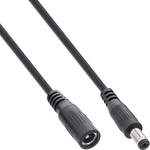InLine® DC Verlängerungskabel, 5,5 x 2,1 mm, AWG 24, schwarz, 0,5 m