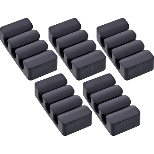 5er Pack InLine® Kabelclip, 3-fach, selbstklebend, schwarz