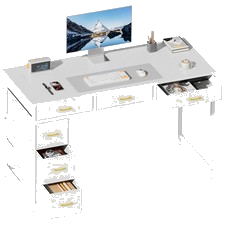 Computertisch mit 6 Schubladen, Bürotisch Schreibtisch PC Tisch, Home Office