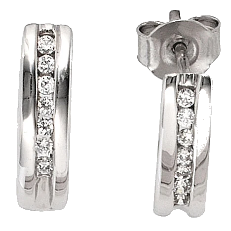 Halbcreolen 585 Gold Weißgold 14 Diamanten Brillanten 0 15ct. Ohrringe Creolen