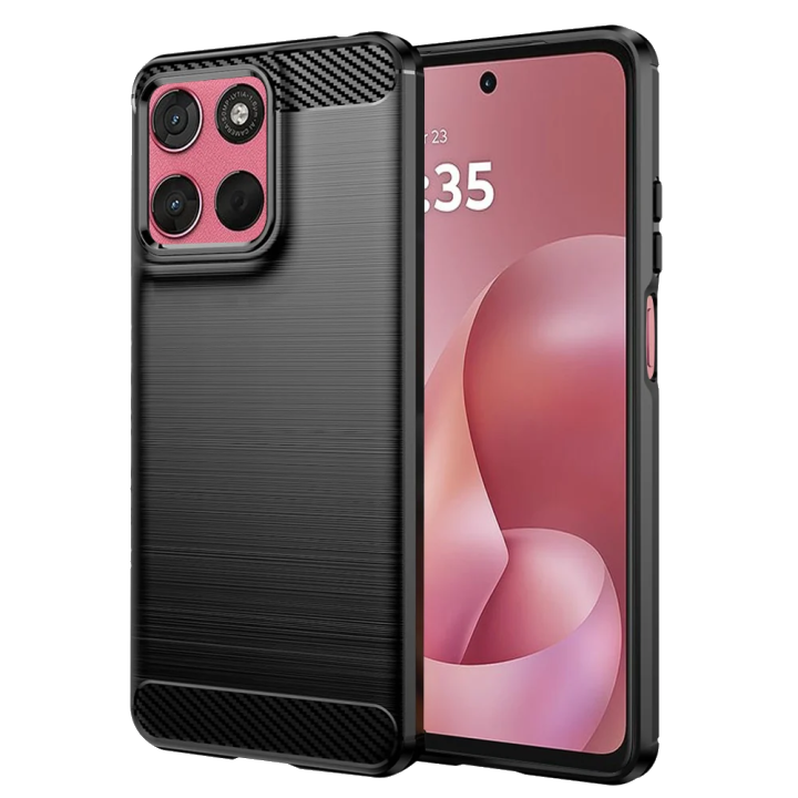 Hülle für Motorola Moto G67 Power / G57 Power, Techsuit, Carbon, Schwarz