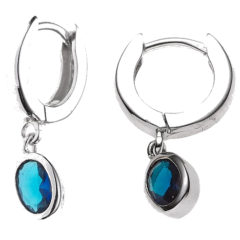 Creolen 925 Silber 2 Zirkonia blau Ohrringe Silberohrringe Silbercreolen