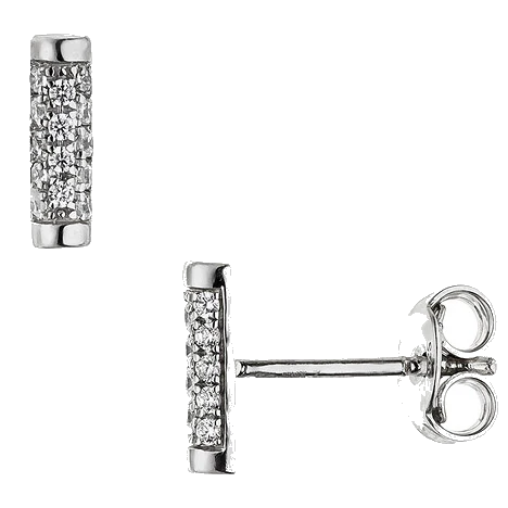 Ohrstecker Stab 925 Sterling Silber 28 Zirkonia Ohrringe Silberohrringe
