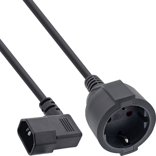 InLine® Netz Adapter Kabel, Kaltgeräte C14 gew. auf Schutzkontakt Buchse, 1m