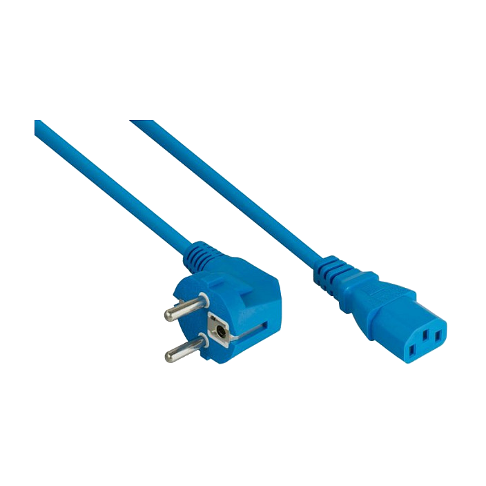 kabelmeister Schutzkontakt-St. (90° gew.) an C13 blau 1m