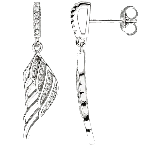 Ohrhänger Flügel Engelsflügel 925 Silber mit Zirkonia Ohrringe Ohrstecker