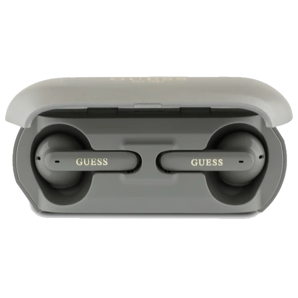 Bluetooth-Freisprecheinrichtung Guess mit verlängertem metallischem Logo-Druck, TWS, Grau