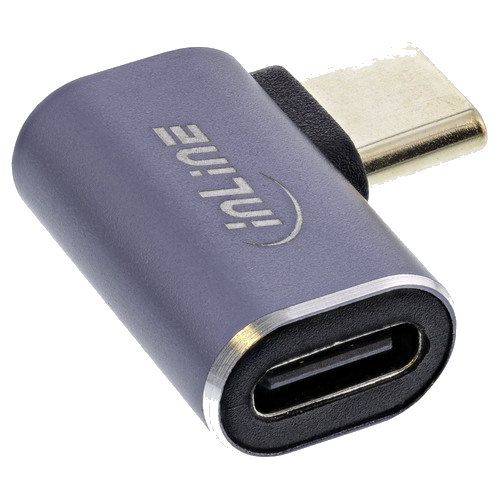 InLine® USB4 Adapter, USB-C Stecker Buchse rechts links gewinkelt, Aluminium