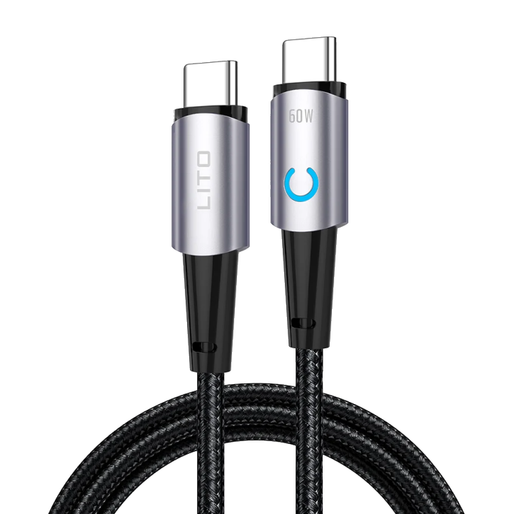 Daten- und Ladekabel USB-C - USB-C Lito LD10CC, 60W, 1m, Schwarz