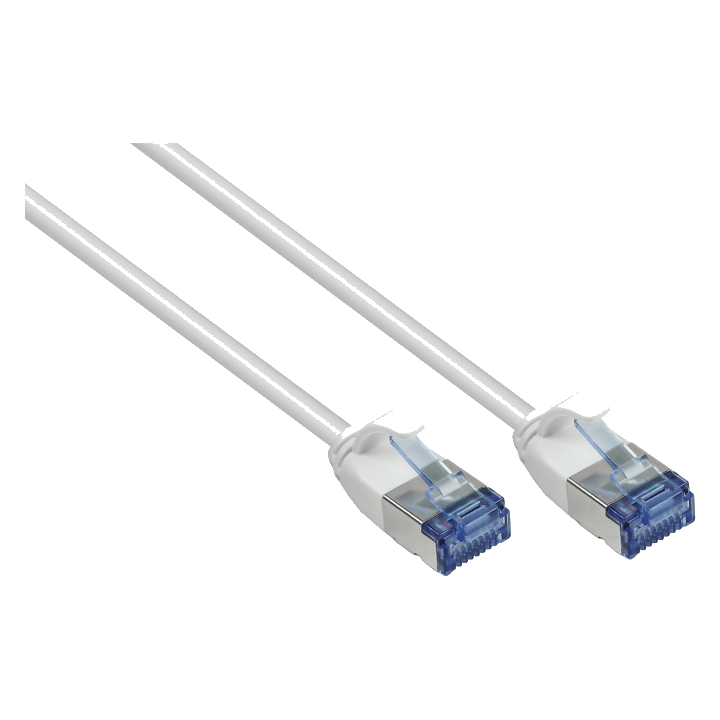 RNS® Patchkabel SlimLine, Cat.6A, U/FTP, PiMF, halogenfrei (LSZH), 500MHz, CU, weiß, 0,25m, Good Connections®