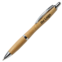 Bambus-Druckkugelschreiber Bamboo I, Beschläge silber