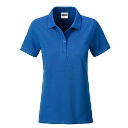 JAMES & NICHOLSON Damen Poloshirt Basic Bio BW, blau, M