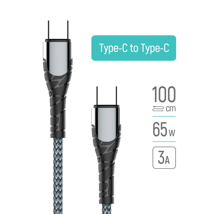 USB-C Daten- und Ladekabel - USB-C ColorWay CW-CBPDCC040, 65W, 1m, Grau