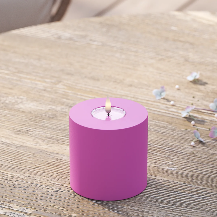 LED-Blockkerzen für den Außenbereich Ø 10 x 10 cm Magenta