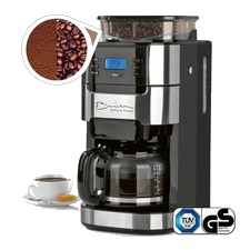 Barista Kaffeemaschine Mahlwerk 900W Edelstahl/Schwarz 12 Tassen Permanentfilter