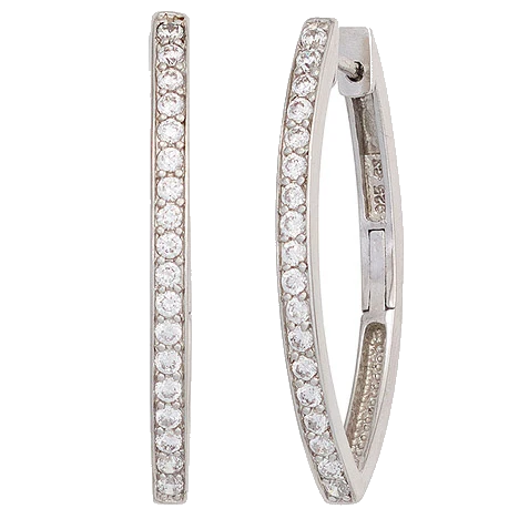 Creolen oval 925 Sterling Silber mit Zirkonia Ohrringe Silbercreolen