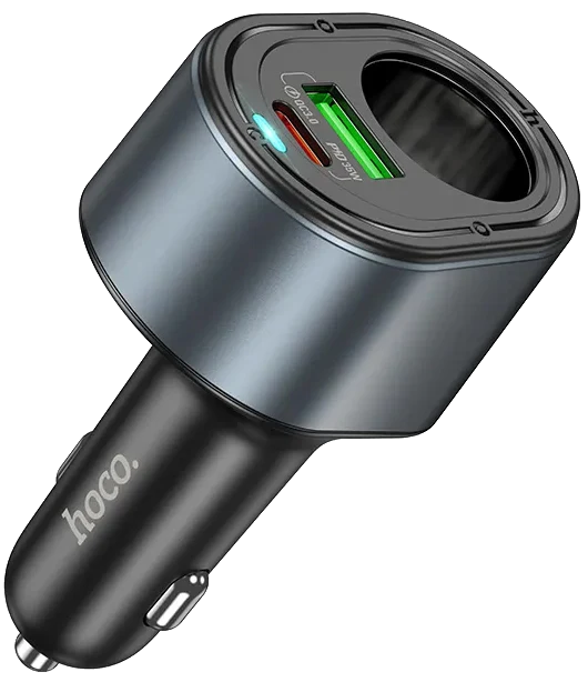 Auto-Ladegerät HOCO Z56, 35W, 3A, 1 x USB-A - 1 x USB-C - 1 x Zigarettenanzünder-Verlängerung, Schwarz