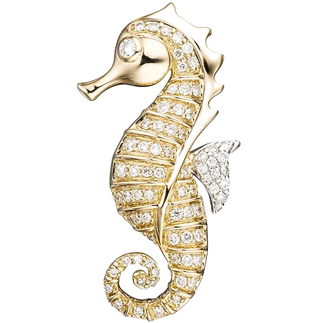 Anhänger Seepferdchen 585 Gelbgold 73 Diamanten Brillanten Goldanhänger