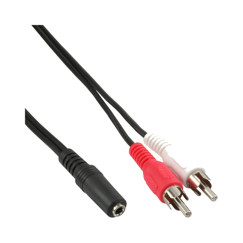 InLine® Cinch/Klinke Kabel, 2x Cinch Stecker an 3,5mm Klinke Buchse, 1m