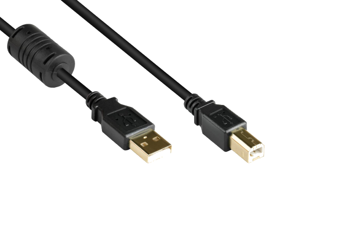 Good Connections USB2.0 Kabel m.Ferrit A-B schw. 3m