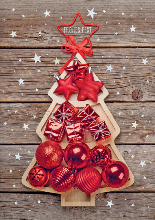 CACTUS Weihnachtskarte , Tanne Rot,