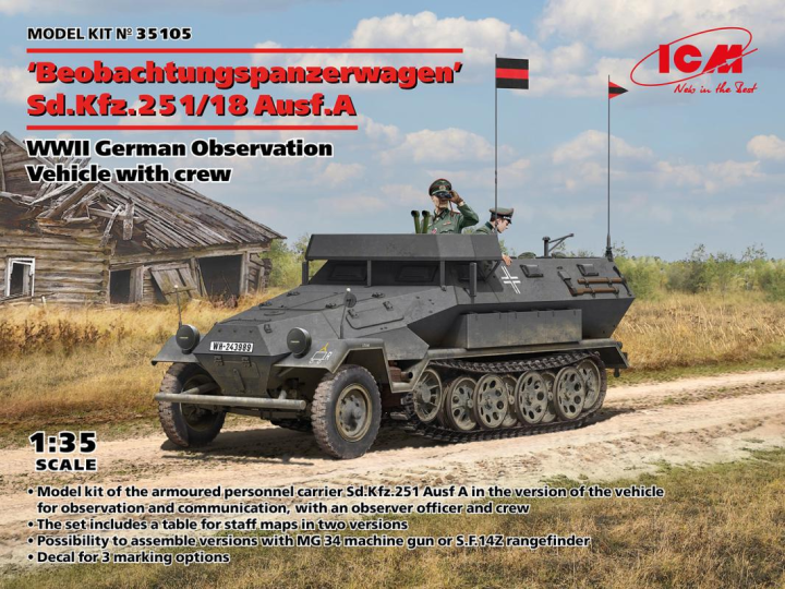 Beobachtungspanzerwagen Sd.Kfz.251/18 Ausf.A, WWII German Observation Vehicle with crew
