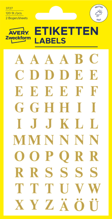 AVERY Zweckform Buchstaben-Etiketten, Buchstaben A-Z, gold