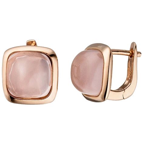 Creolen 925 Silber rotgold vergoldet 2 rosa Glassteine Ohrringe