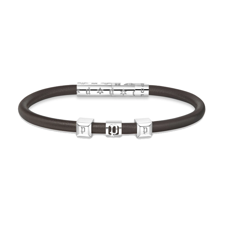 Police Herren Armband Leder Braun Stahl - Schmuck Herren Armband Leder Accessoires Geschenkidee
