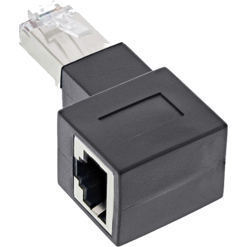 InLine® Patchkabel-Adapter Cat.6A, RJ45 Stecker/Buchse, 90ï¿½ rechts gewinkelt