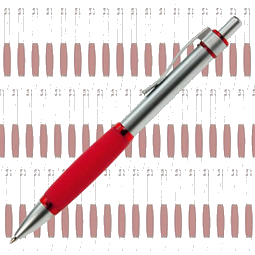 Werbe-Set: 100 LANCE® Metall-Kugelschreiber Rubber-Grip, inkl. Druck, blaue Mine, silber/rot
