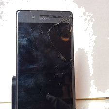 Sony Xperia Smartphone 1KB Speicher Schwarz Display/Glas beschädigt Risse