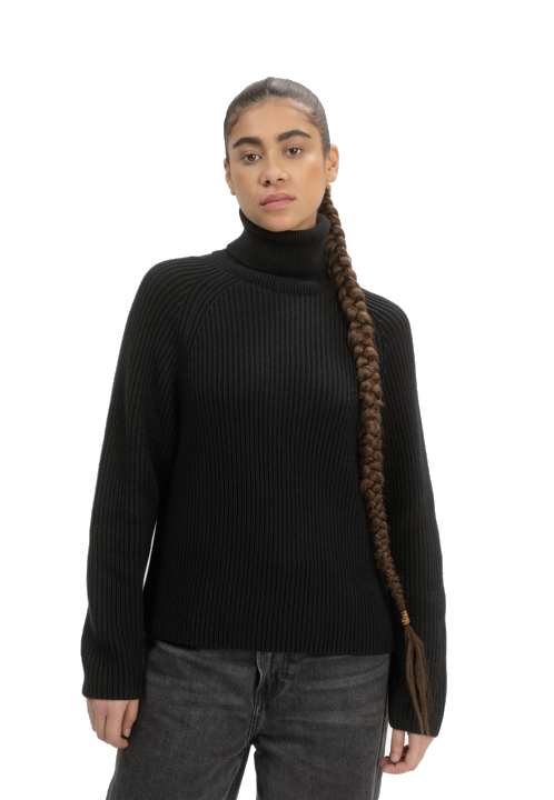 MELA Rippstrick Rollkragenpullover Style CHIRHA aus 100% Bio-Baumwolle