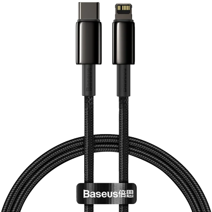 Baseus Tungsten Gold USB-C auf Lightning Kabel 20W 1m | Schwarz