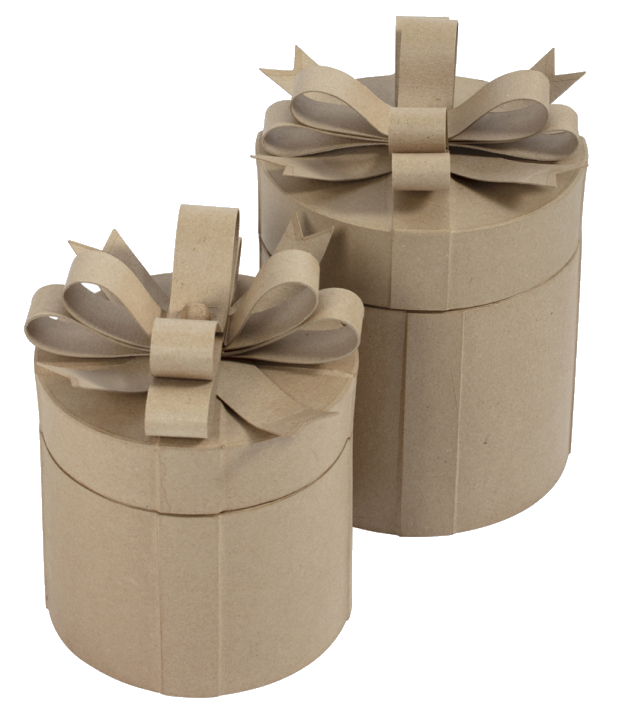 décopatch Pappmaché-Geschenkboxen, rund, 2er Set