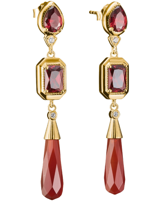 Thomas Sabo H2332-414-10 Ohrringe Rote Steine Elyndra vergoldet 50,0 mm Damen