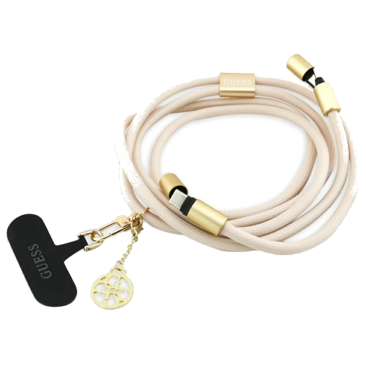 Daten- und Ladekabel USB-C - USB-C Guess CBDY 4G Charm, 100W, 1,5m, Beige