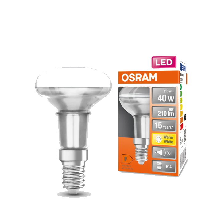 OSRAM LED Lampe LED STAR R50 2.6W 827 E14, 210 lm, 2700 K, Warmweiß