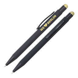 LANCE® Metall-Touch-Kugelschreiber Colour Line, schwarz/gold, farbige Glanzgravur in gold